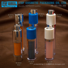 Petites et délicates large application haut de gamme double couches lotion rotatif pompe rond de bouteille en plastique cosmétique airless